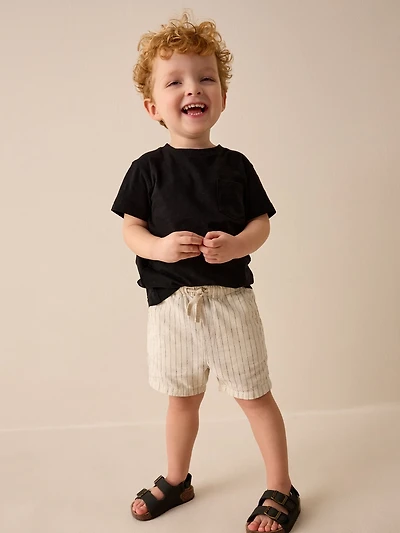 NEXT Toddler Linen-Cotton Striped Shorts