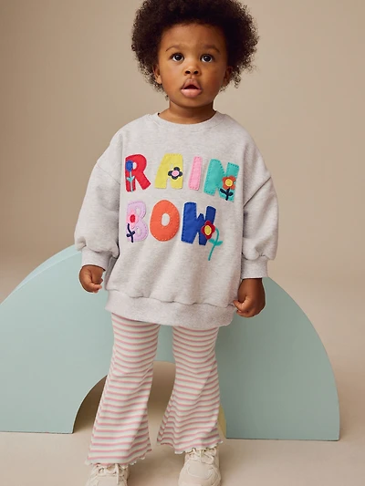 NEXT Toddler Rainbow Sweatshirt & Flare Leggings Set