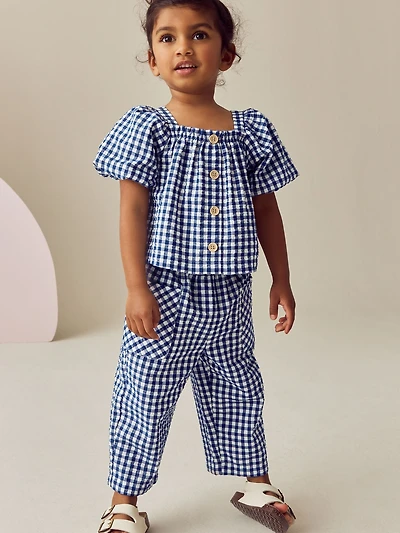 NEXT Toddler Gingham Top & Pants Set