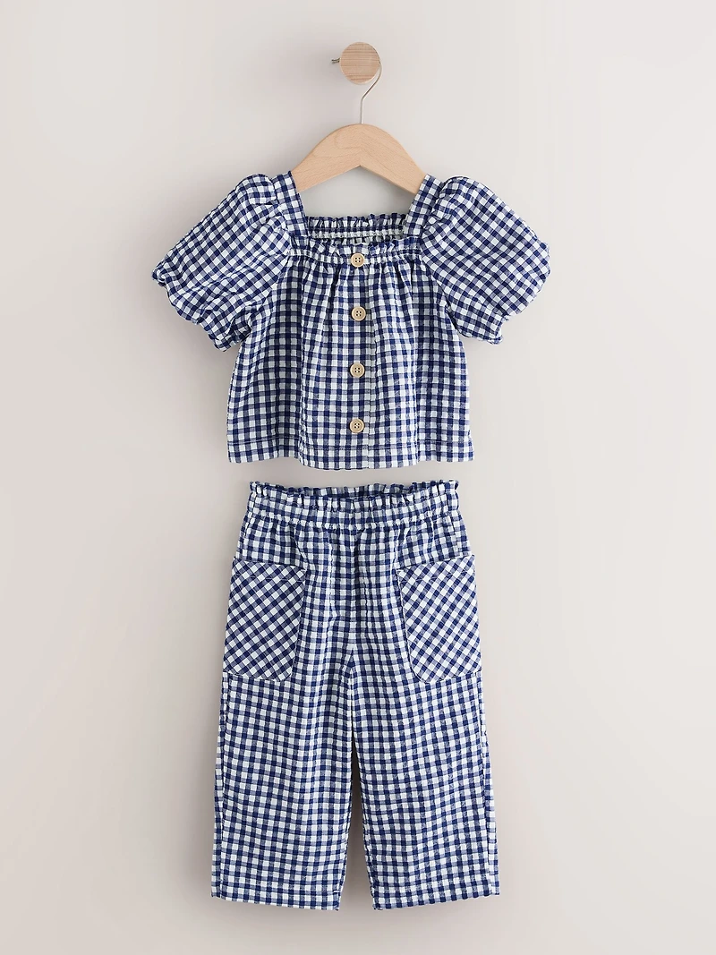 NEXT Toddler Gingham Top & Pants Set