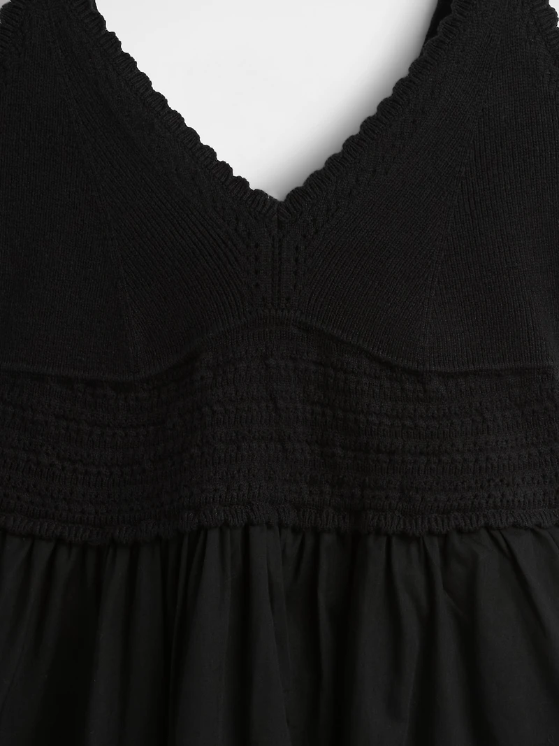 Crochet Mixed Media Mini Dress