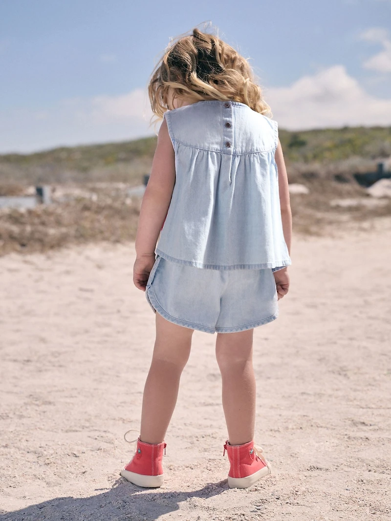 NEXT Toddler Cherry Denim Top & Shorts Set