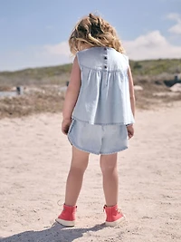 NEXT Toddler Cherry Denim Top & Shorts Set