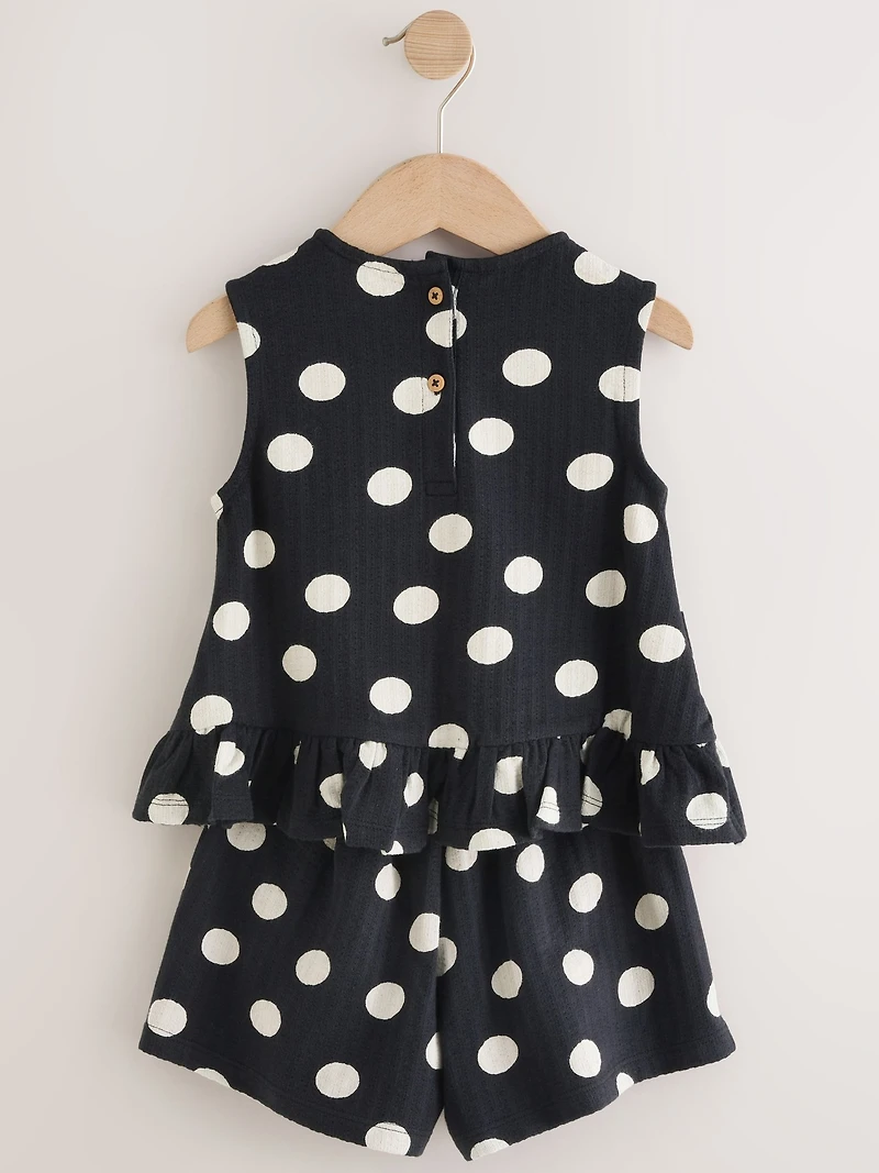 NEXT Toddler Spotted Peplum Top & Short Set