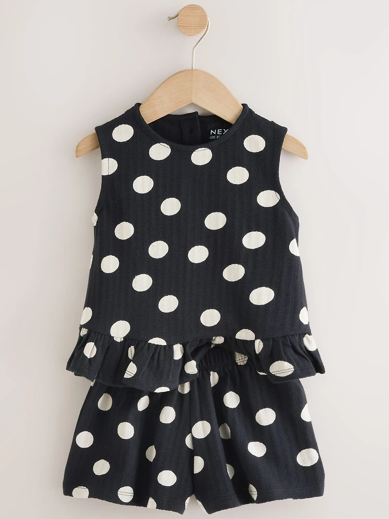 NEXT Toddler Spotted Peplum Top & Short Set