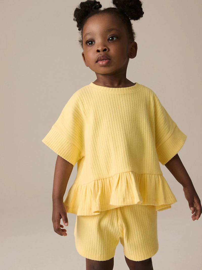 NEXT Toddler Ribbed Peplum T-Shirt & Shorts Set