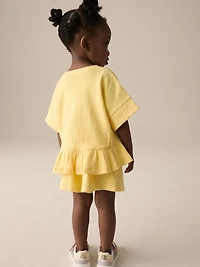 NEXT Toddler Ribbed Peplum T-Shirt & Shorts Set