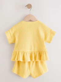 NEXT Toddler Ribbed Peplum T-Shirt & Shorts Set