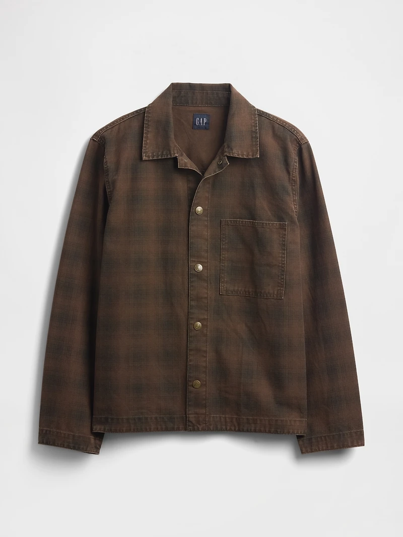 Plaid Canvas Denim Overshirt