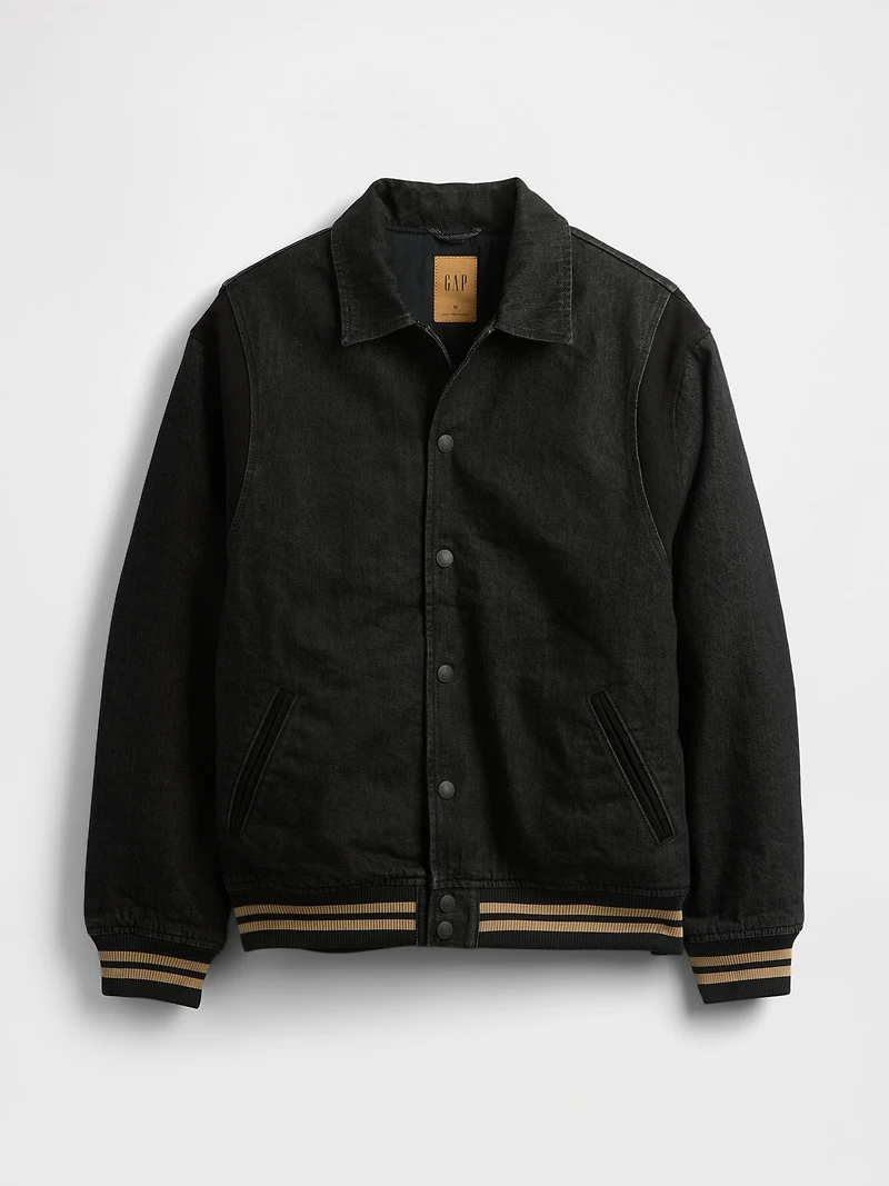 Oversized Varsity Denim Jacket