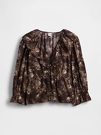 Ruffle Collar V-Neck Top