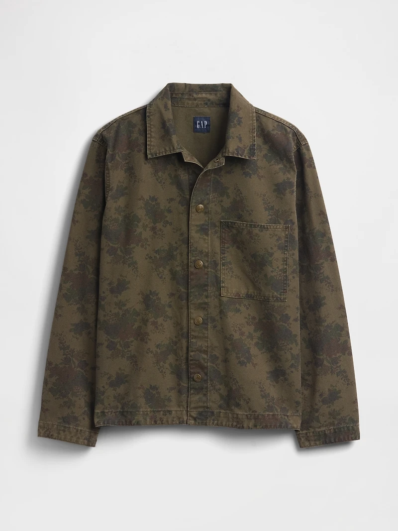 Floral Canvas Denim Overshirt