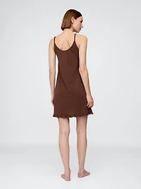 Linen-Blend Ruffle PJ Dress