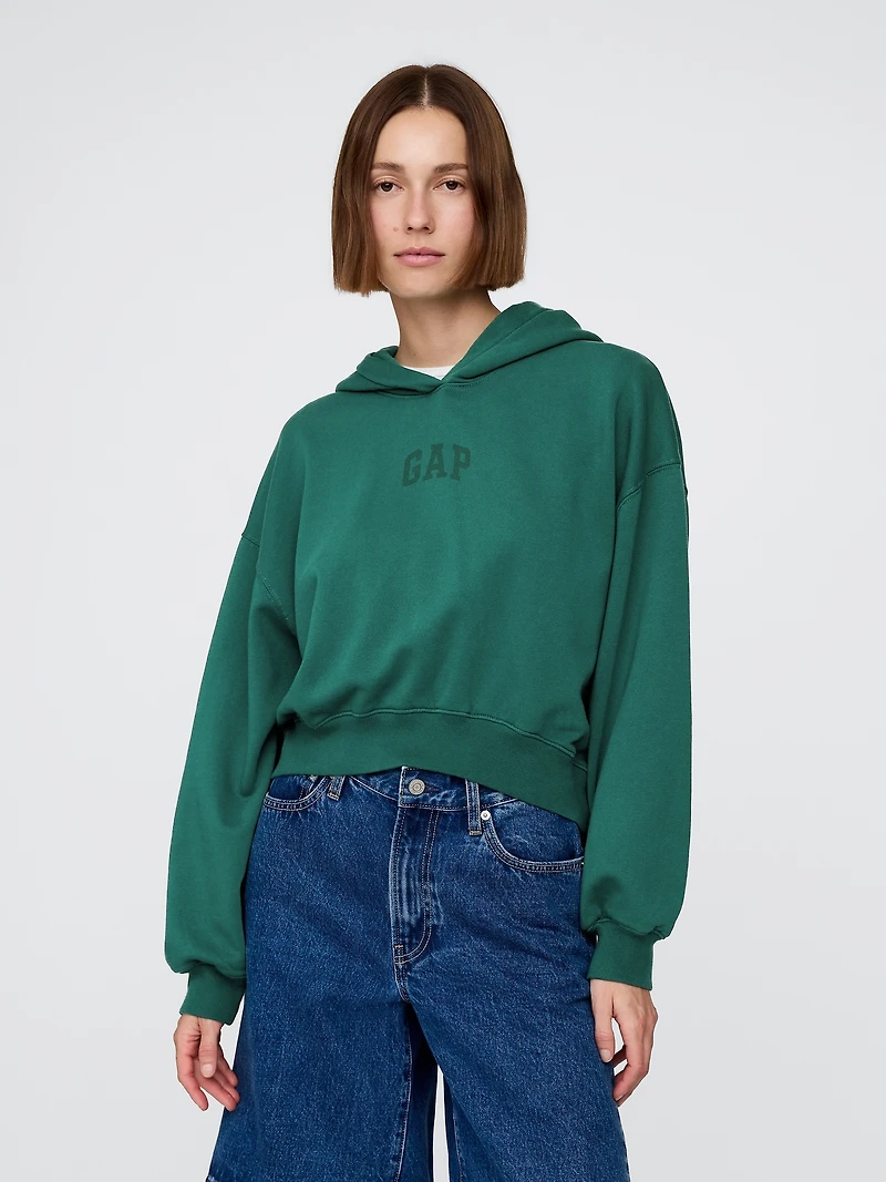 VintageSoft Crop Logo Hoodie