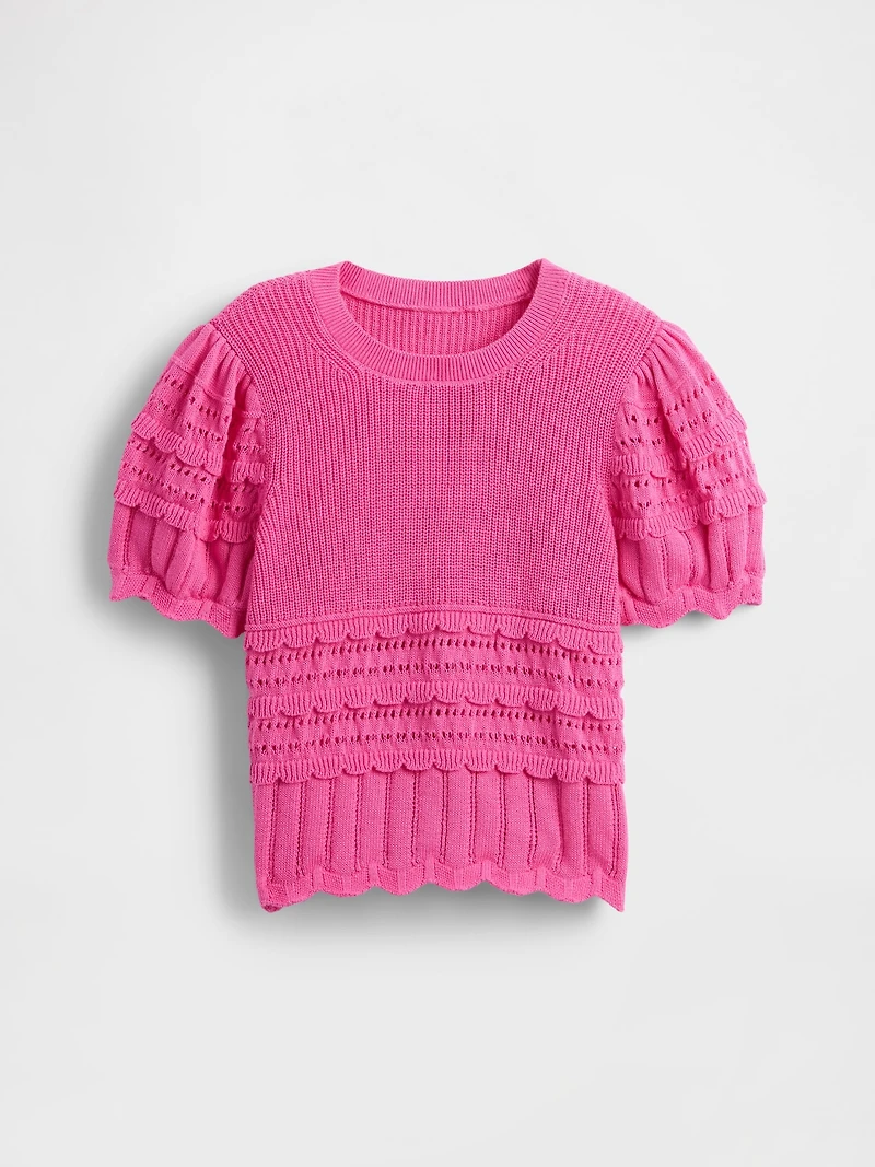 Kids Scalloped Mixed-Stitch Sweater