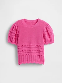 Kids Scalloped Mixed-Stitch Sweater