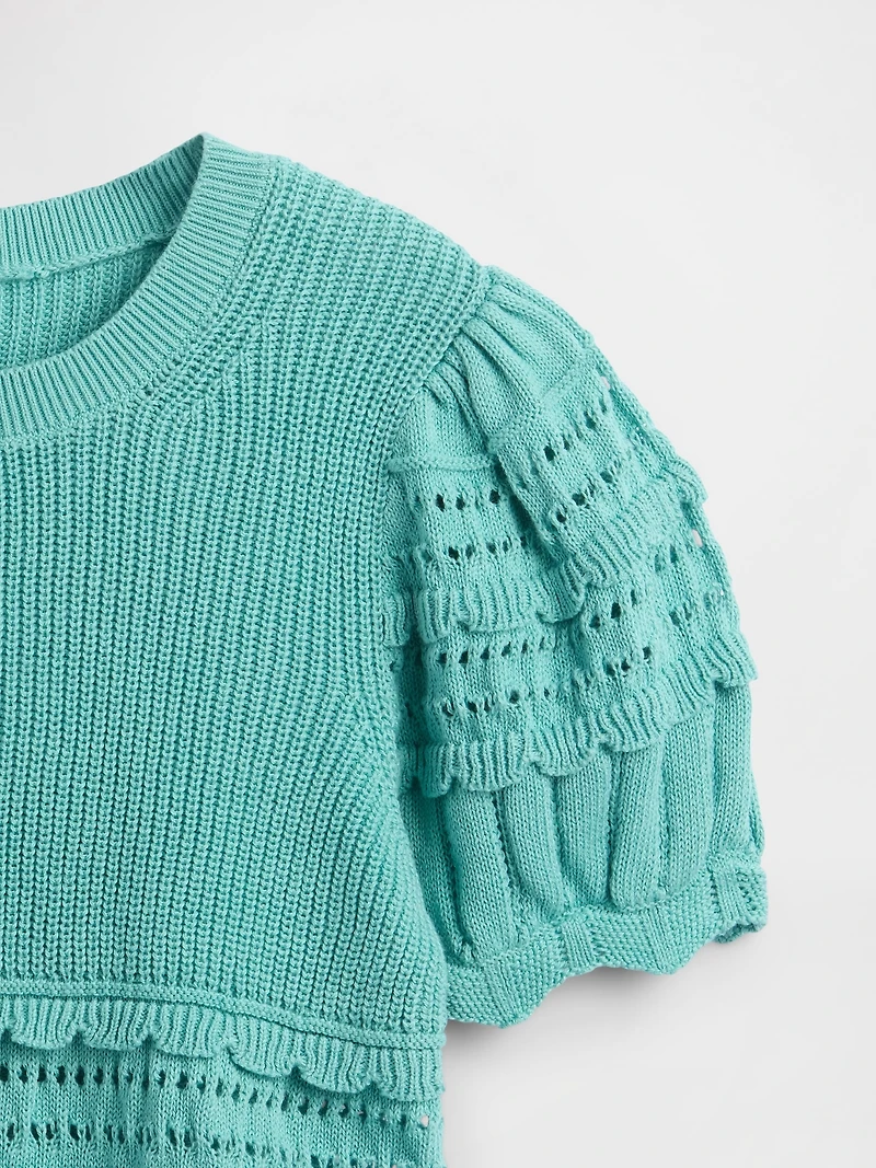 Kids Scalloped Mixed-Stitch Sweater