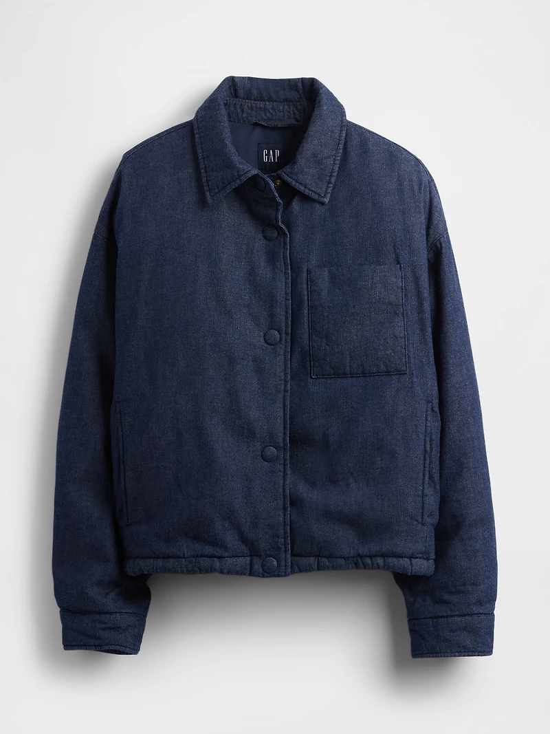 Denim Crop Puffer Jacket