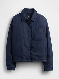 Denim Crop Puffer Jacket