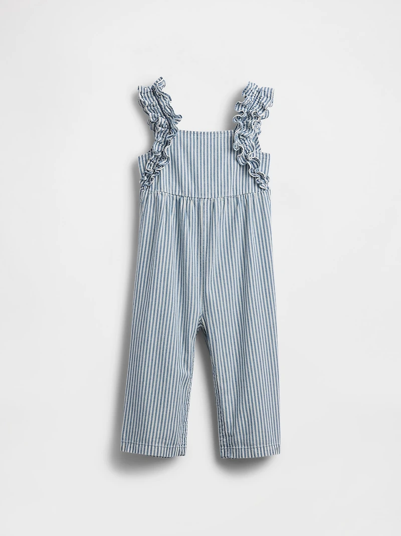 Baby & Toddler Denim Stripe Ruffle Jumpsuit