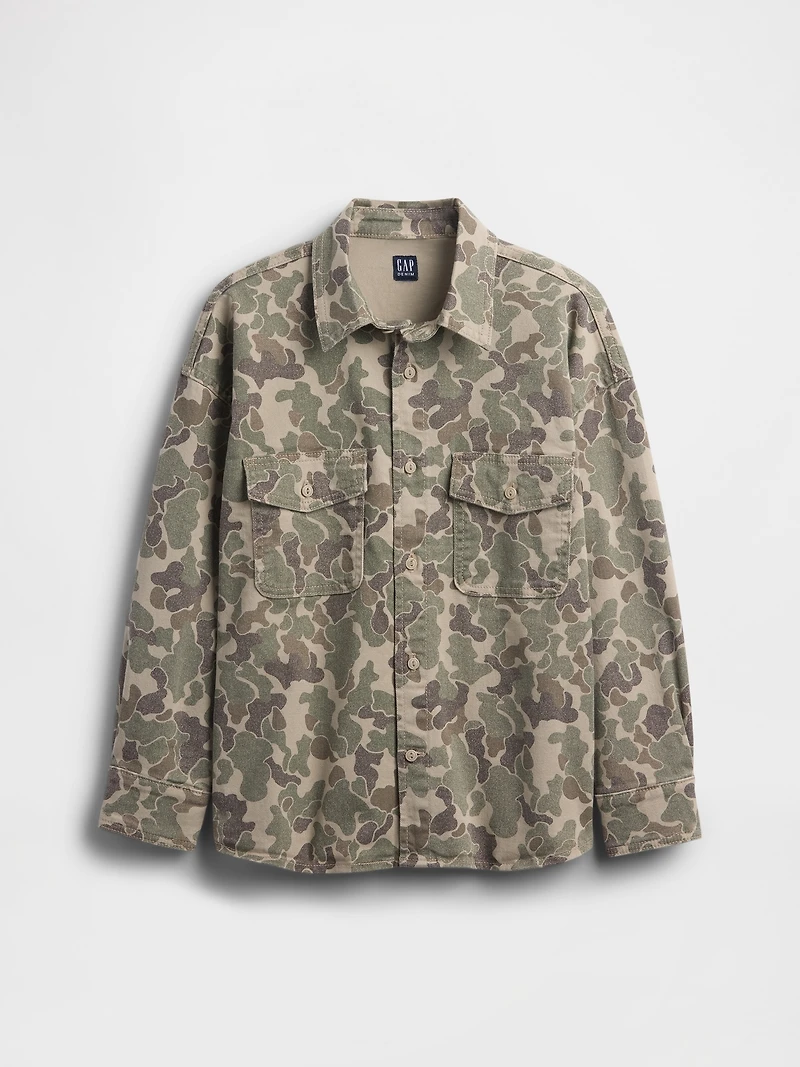 Kids Relaxed Camo Denim Shirt