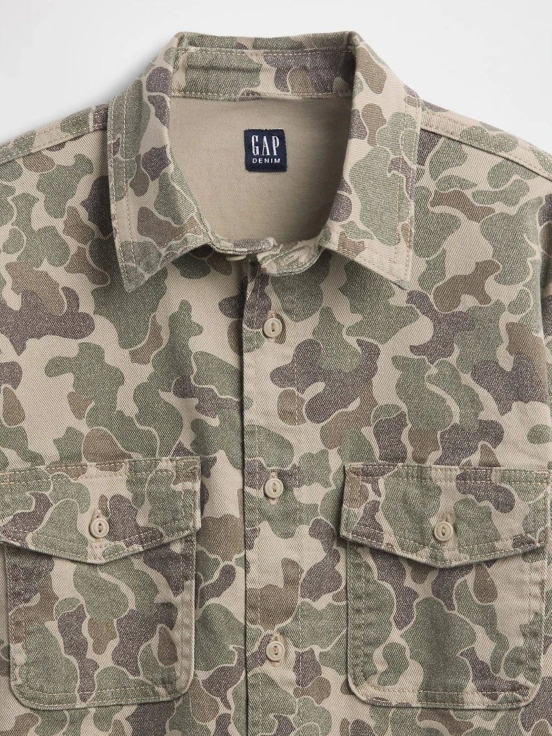 Kids Relaxed Camo Denim Shirt