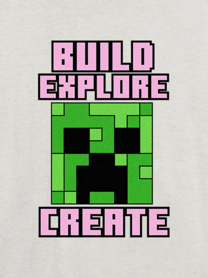 Kids Minecraft Creeper Face Graphic T-Shirt