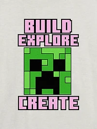 Kids Minecraft Creeper Face Graphic T-Shirt