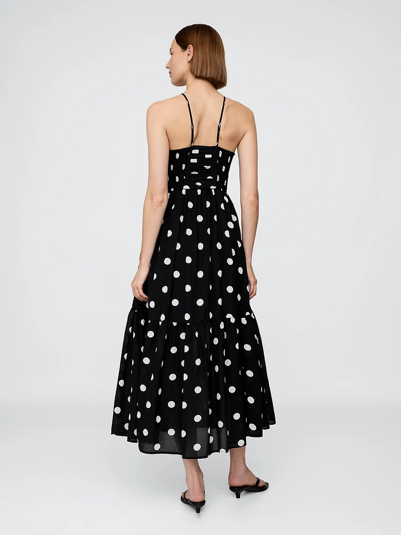 Shirred Bodice Halter Maxi Dress