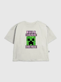 Kids Minecraft Creeper Face Graphic T-Shirt