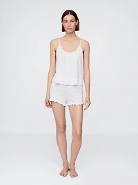 Linen-Blend Ruffle PJ Shorts