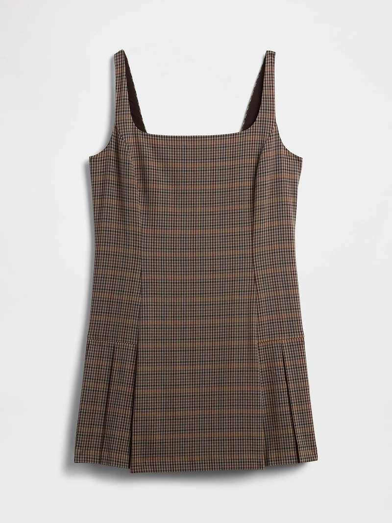 Square-Neck Pleated Mini Dress