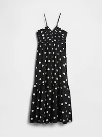 Shirred Bodice Halter Maxi Dress