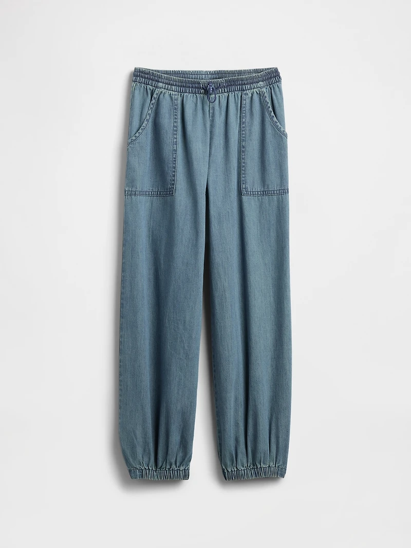 Kids High Rise Denim Baggy Joggers