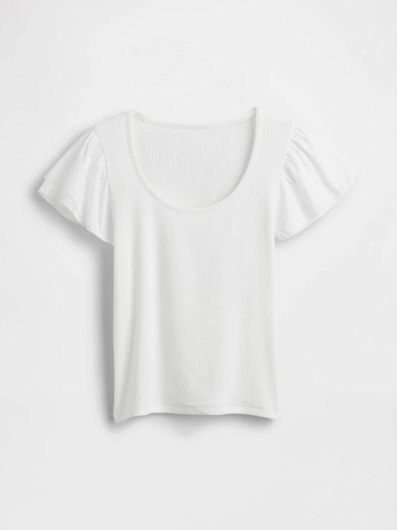 Modern Ruffle Puff-Sleeve Crop T-Shirt