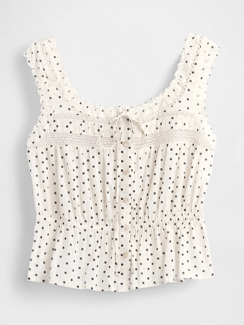 Lace-Trim Peplum Top