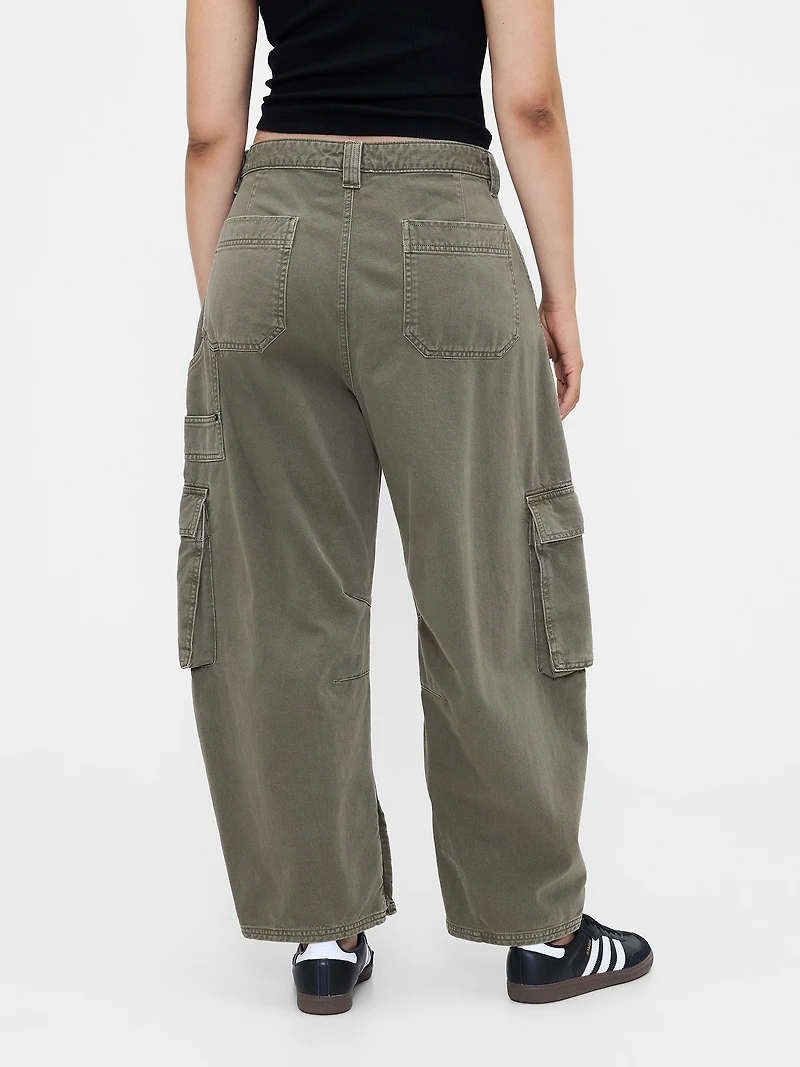Mid Rise Barrel Cargo Pants