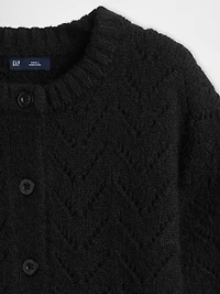 Fuzzy Pointelle Cardigan
