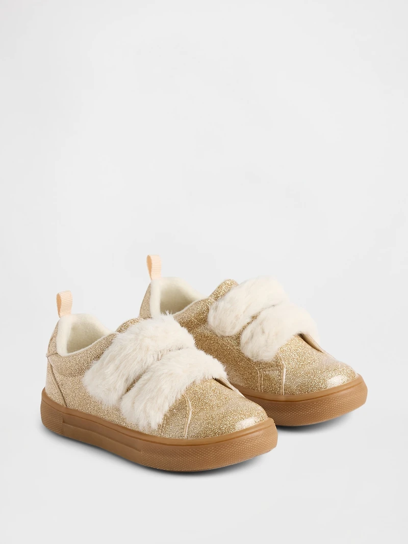 Toddler Vegan Fur Glitter Sneakers