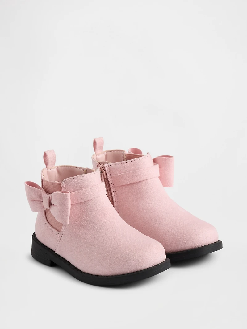 Toddler Vegan Suede Bow Chelsea Boots