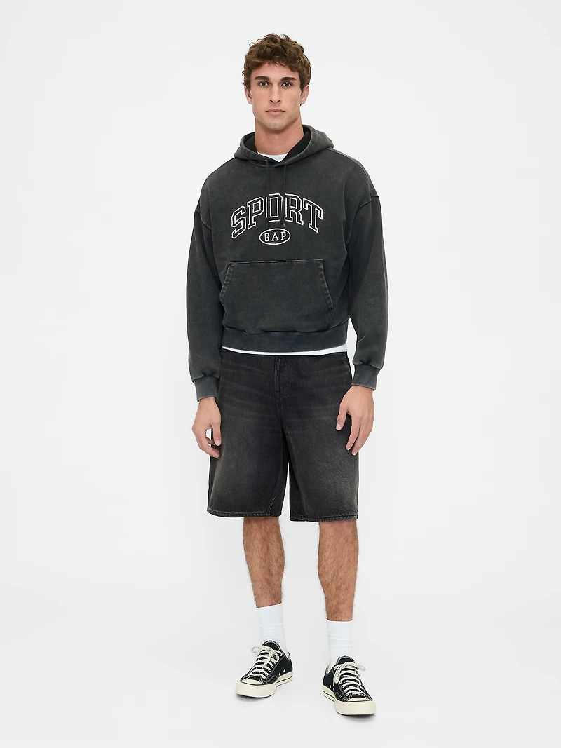 Heavyweight Oversized Crop Logo Hoodie