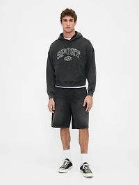 Heavyweight Oversized Crop Logo Hoodie