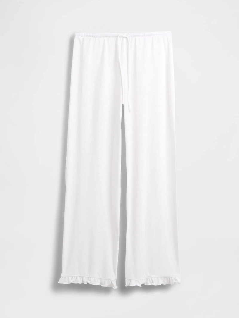 Linen-Blend Ruffle PJ Pants