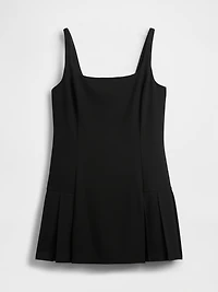 Square-Neck Pleated Mini Dress