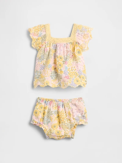 Baby Cotton Gauze Floral Outfit Set
