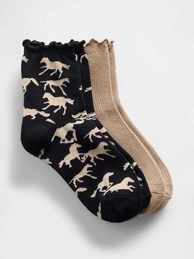 Ruffle-Trim Ankle Socks (2-Pack)