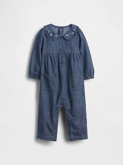 Baby Denim Collared One-Piece