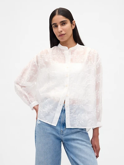 Sheer Voile Floral Shirt