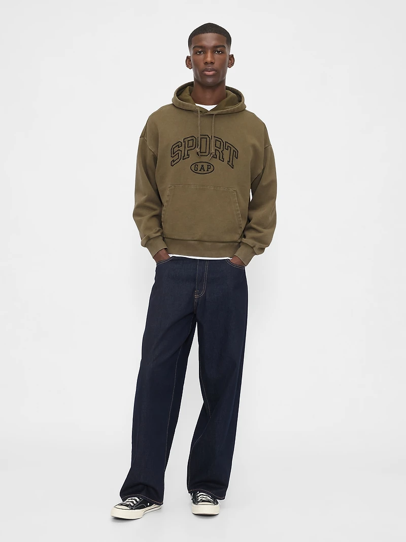 Heavyweight Oversized Crop Logo Hoodie
