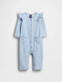 Baby Denim Heart Pocket One-Piece